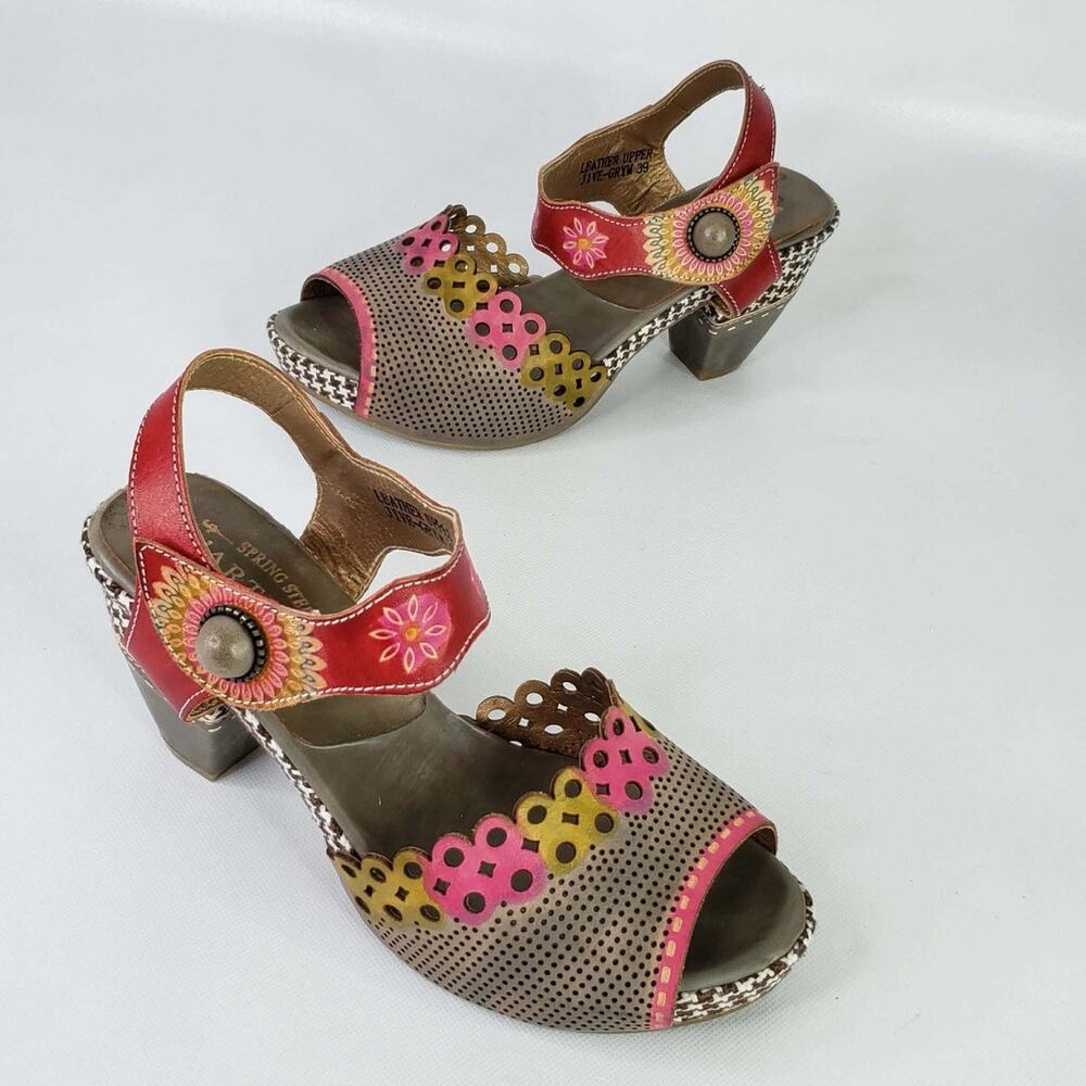 L'Artiste By Spring Step Jive Boho Platform Heel Sandals Shoes Women’s 39 US 8.5